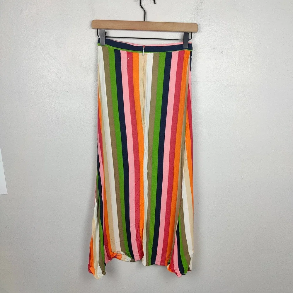 Reformation Bea Skirt Womens 0‎ Multicolored Stripe Viscose Midi Maxi Preppy - Picture 6 of 10